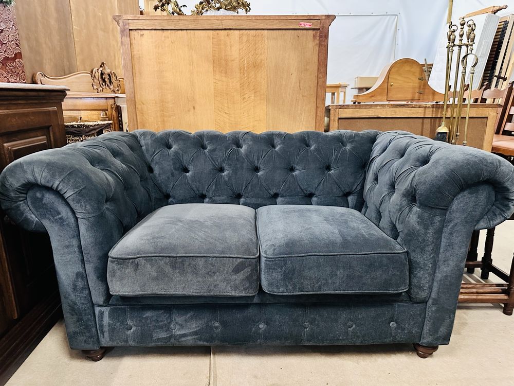 JAK NOWE :) 2 kanapy 2 osobowe chesterfield granat z grafitem  :)