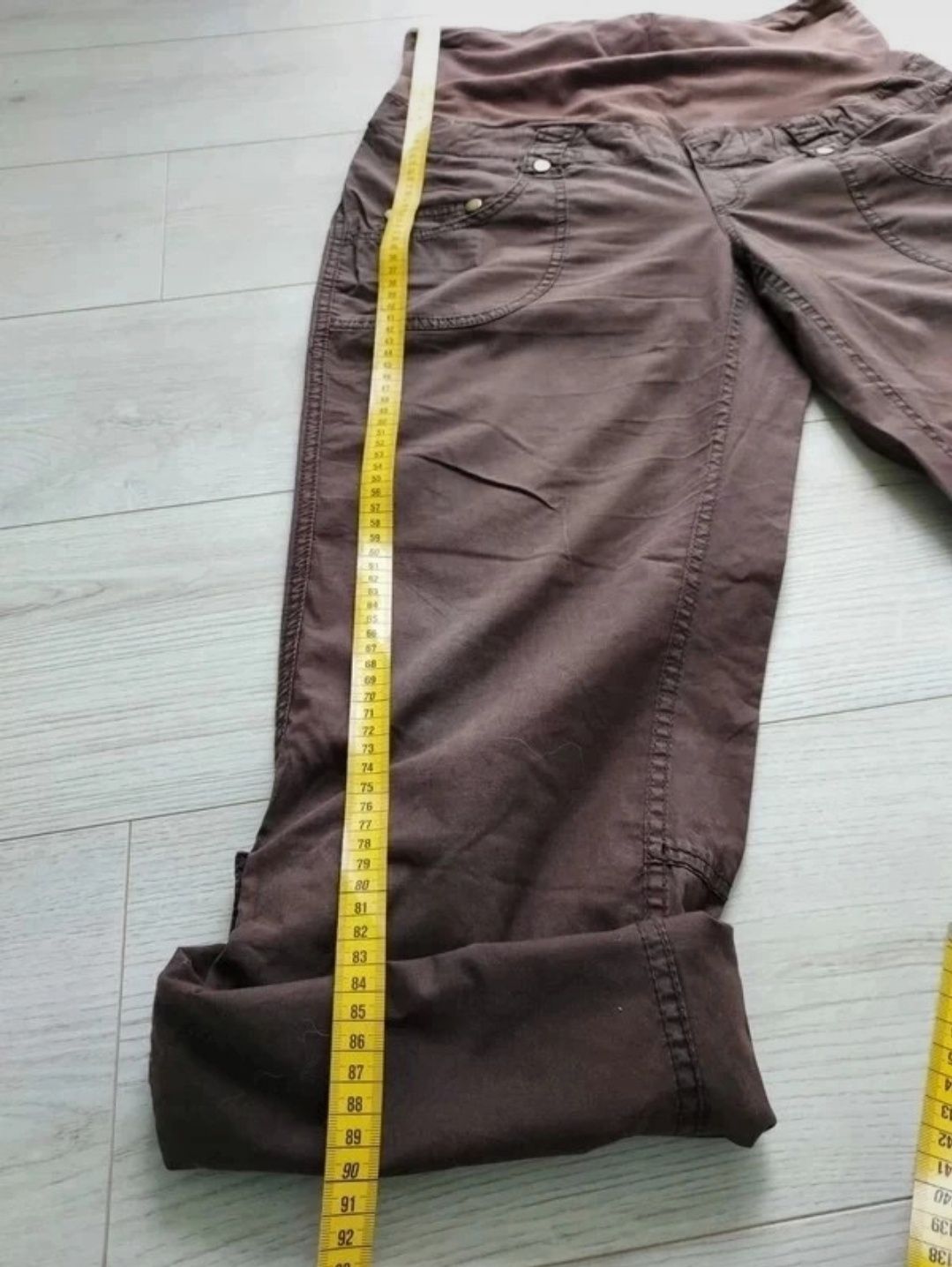 Bawelniane brązowe spodnie ciążowe z kieszonkami z elastanem L 40 H&M