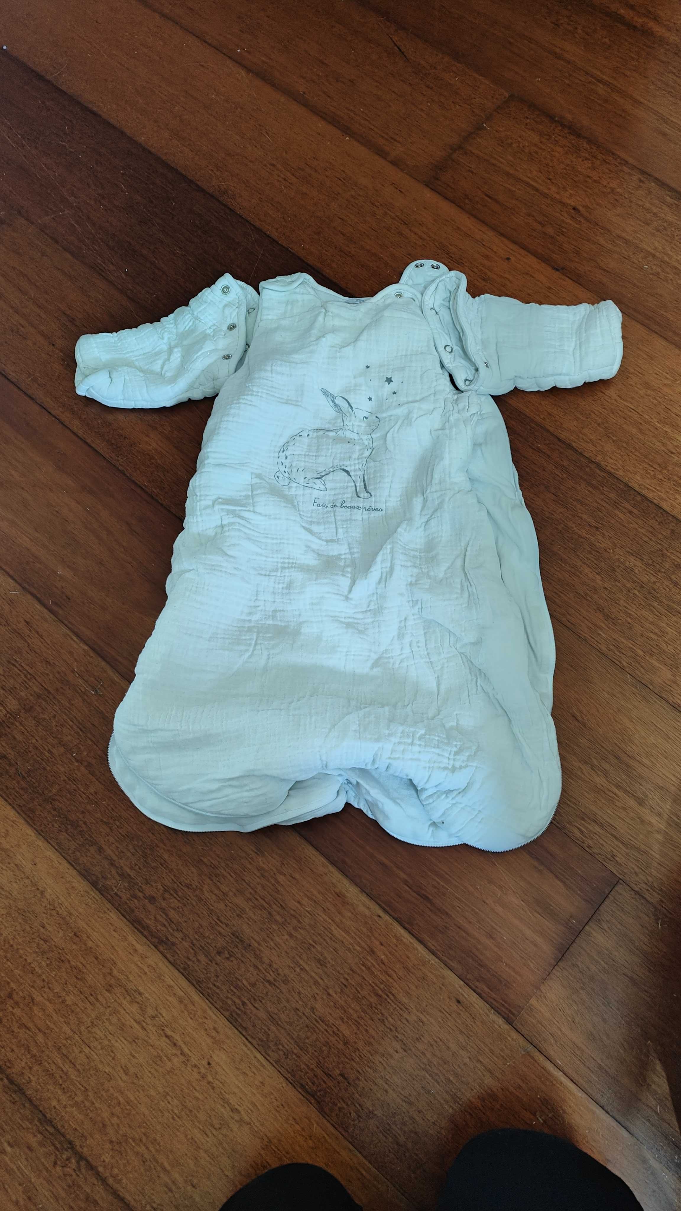 2 Sacos cama - azul e branco - com braços tamanho 6m
