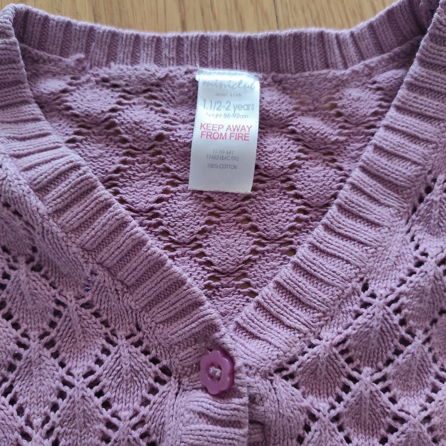 92 miniclub kardigan sweter na guziki sweterek różowy haftowany