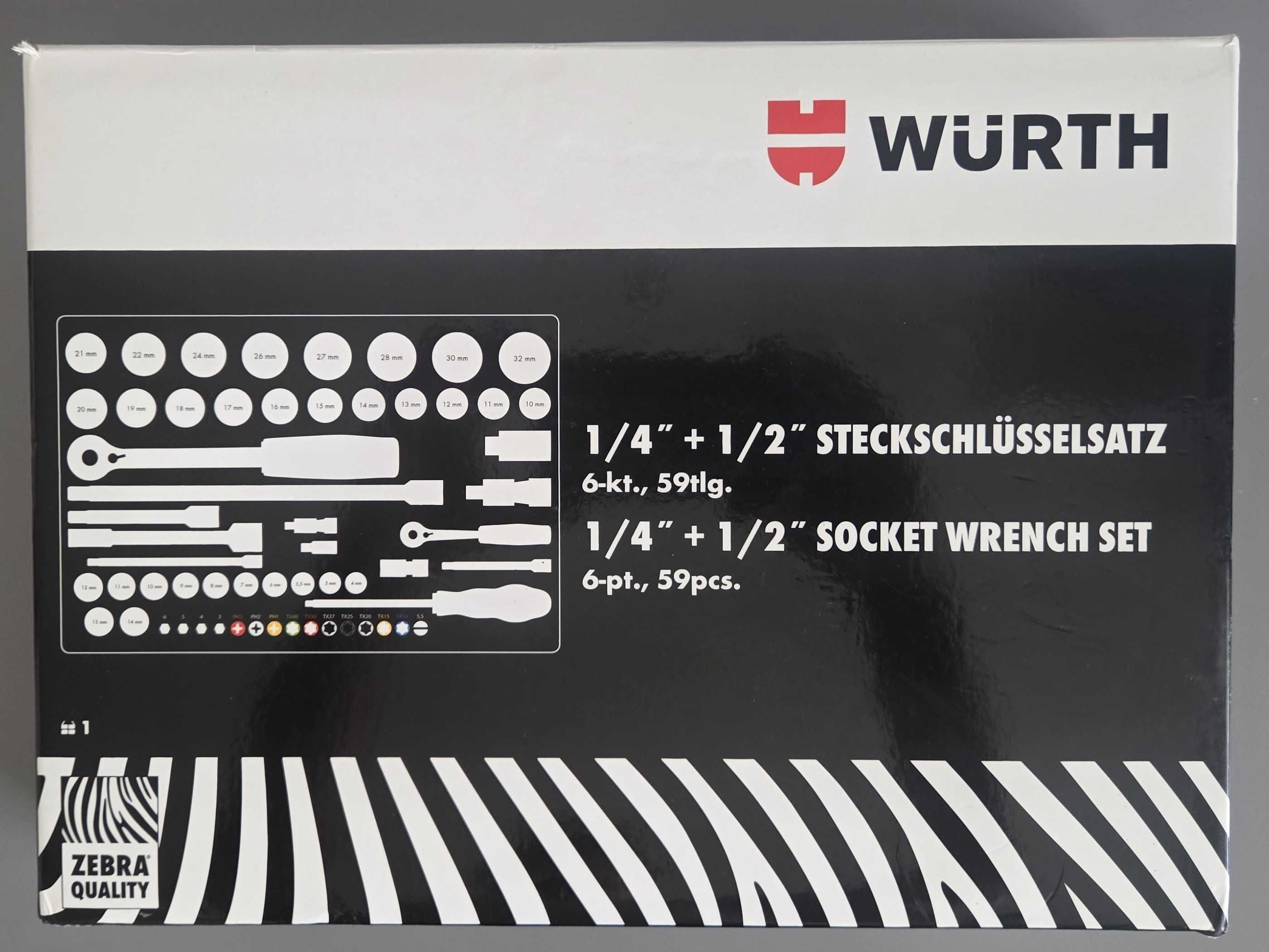 WURTH - zestaw kluczy nasadowych 1/4 i 1/2 - 59 elementów- NOWY!