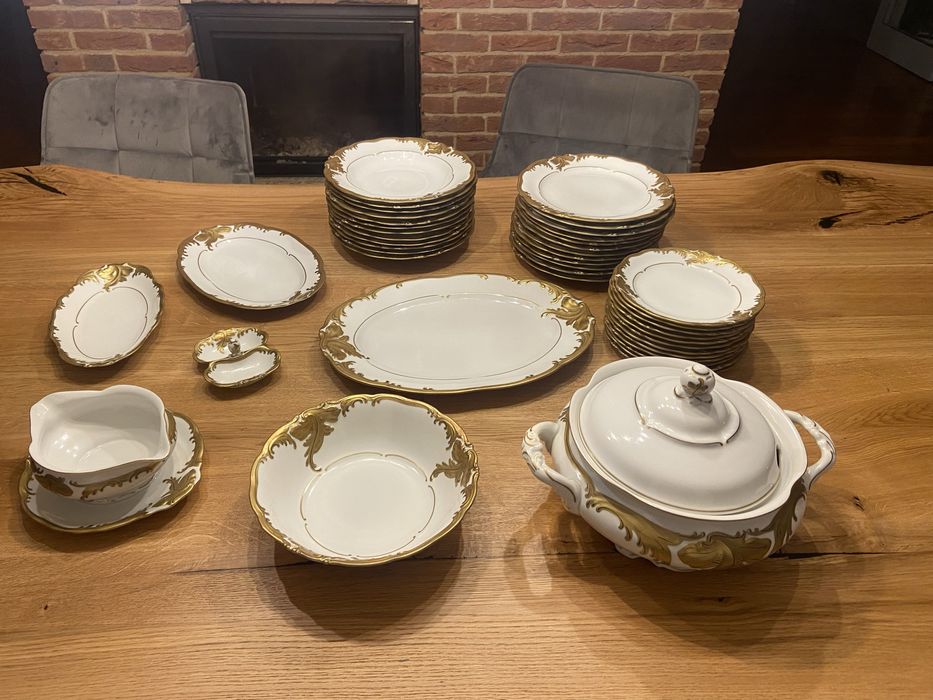 Porcelana w fasonie: FRYDERYKA dekoracja Złoty liść matowy