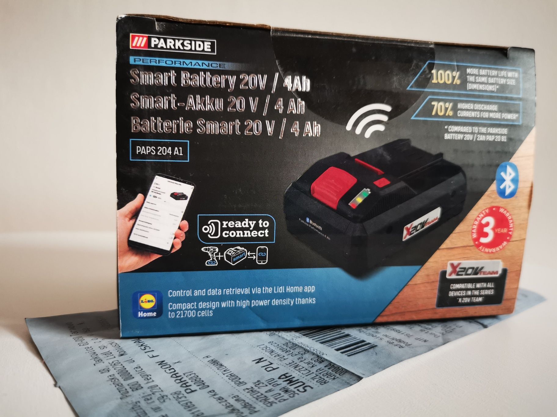 Akumulator Parkside 4Ah 20V Smart PAPS 204 A1 X20V Bluetooth Li-ION