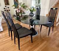 Tonon wloski zestaw stol rozkladany 4 krzesla czarny lakier obrotowy
