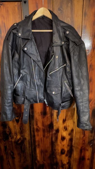 Damska Czarna Skórzana Kurtka Ramoneska XL Prawdziwa Skora