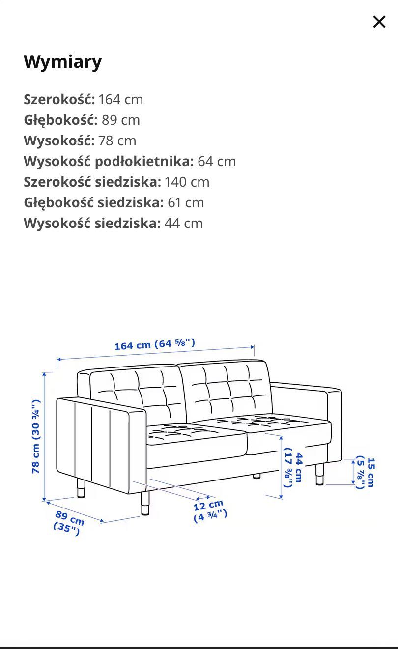 Kanapa Ikea Landskorona 2osobowa