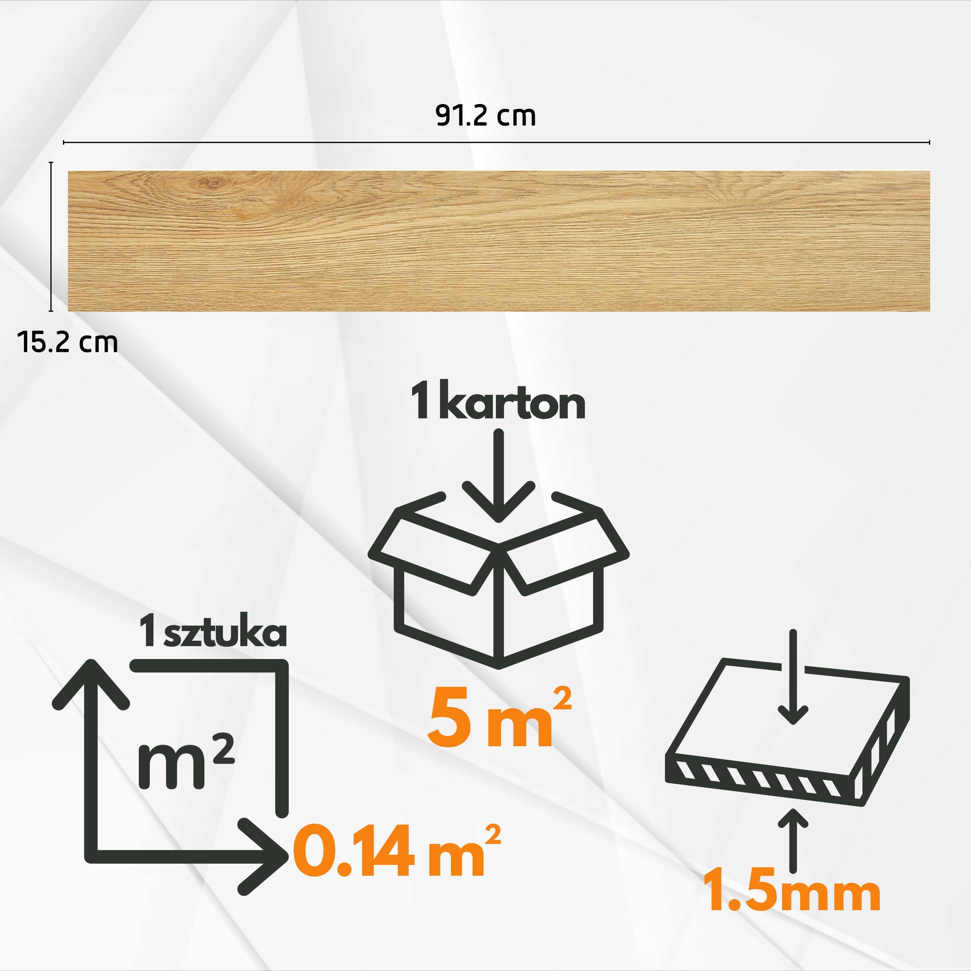 Panele Winylowe Samoprzylepne 5m² MIODOWY DĄB Deski parkiet panel