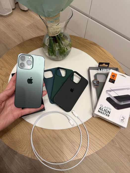 iPhone 13 Pro 128 GB Alpine Green + etui + szkło hartowane