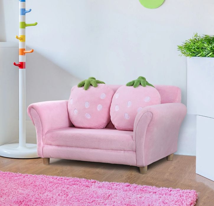 Sofa dziecięca podwójny fotel truskawka