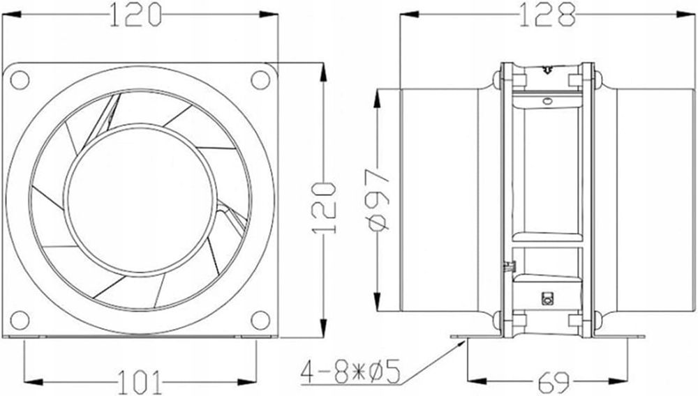 Wentylator chłodzący 4 calowy 18W