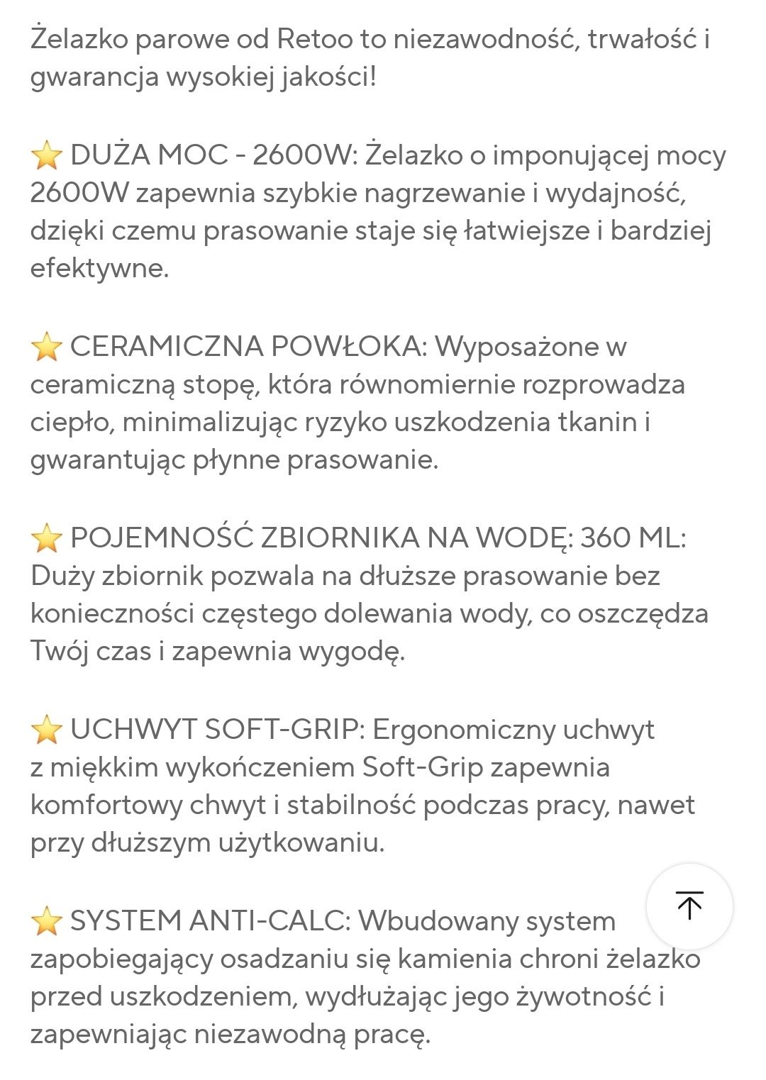 Żelazko do prasowania parowe mocne 2600W