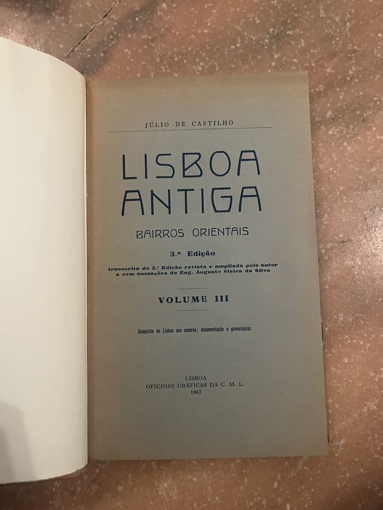 Livro de Júlio de Castilho “Lisboa Antiga - Bairros Orientais”