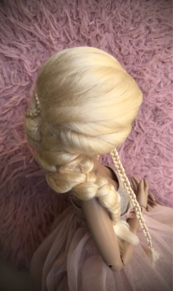 Peruka wig dla lalki BJD 1/4 blond Elsa 3