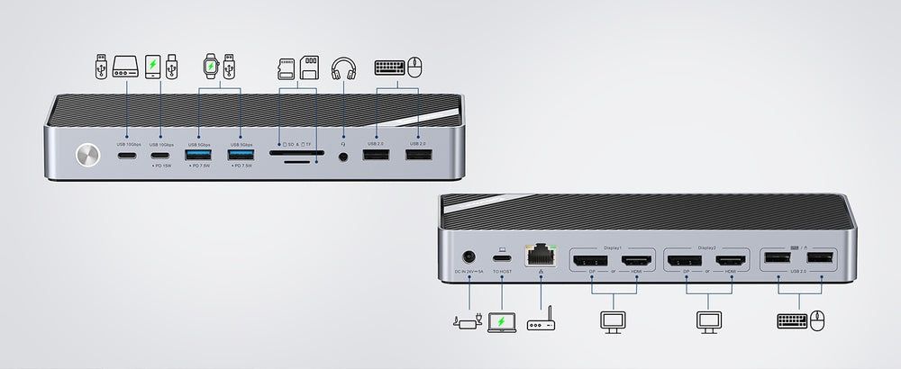Minisopuru MD6950B 4К 120Вт DispayLink Док-станция/ USB Концентратор