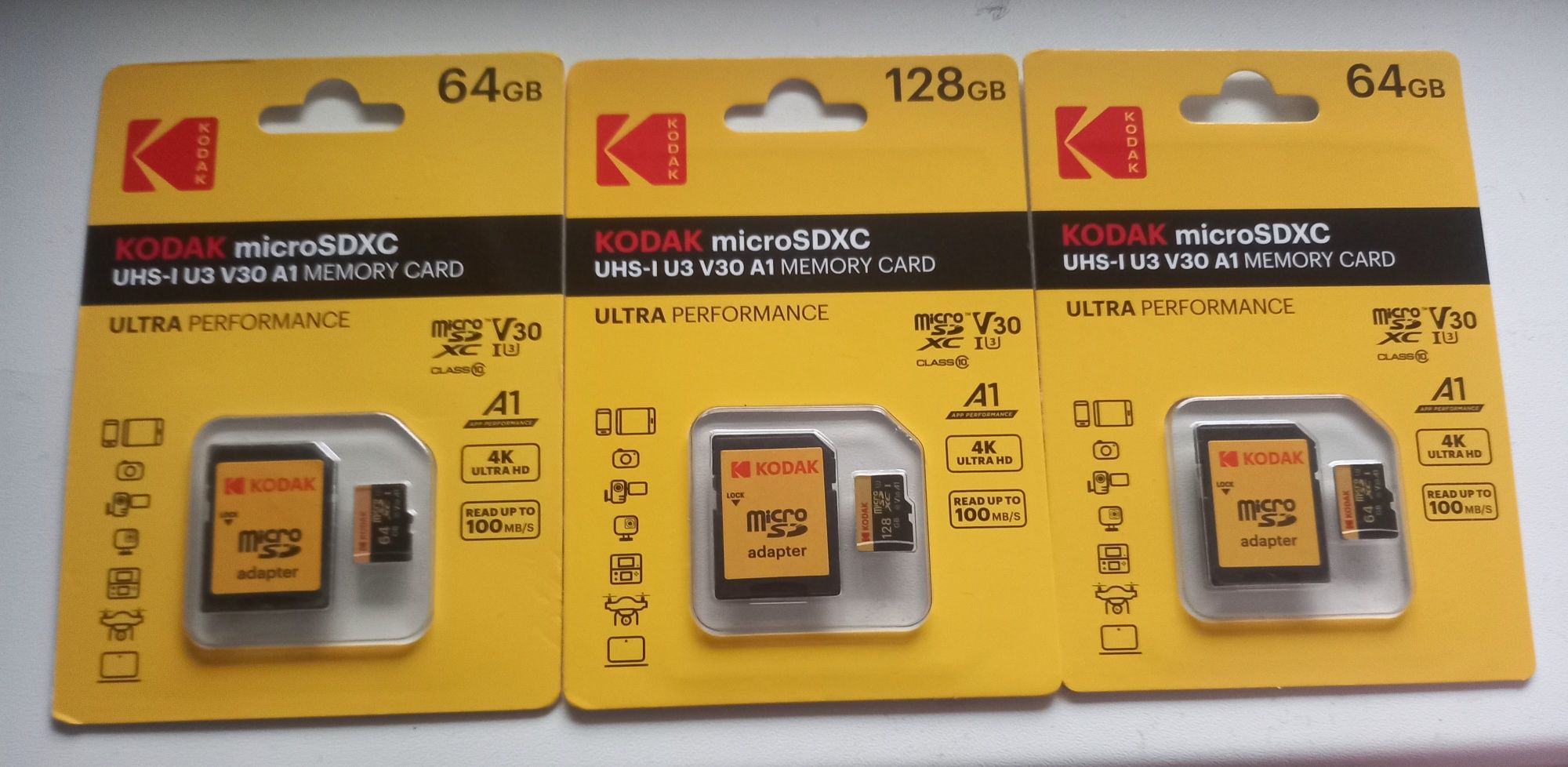 Карта пам'яті нова Kodak micro SDXC 64 Gb/128 Gb U3 A1  + адаптер