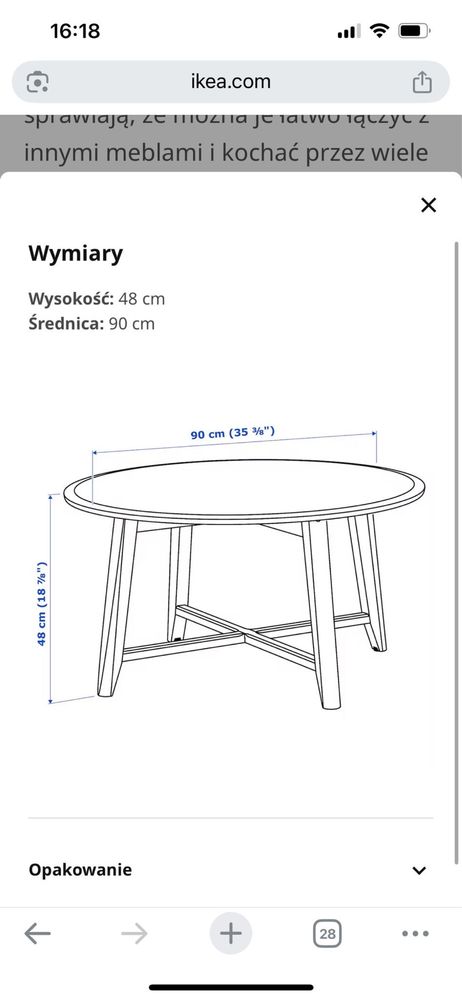 stolik kawowy KRAGSTA  Ikea