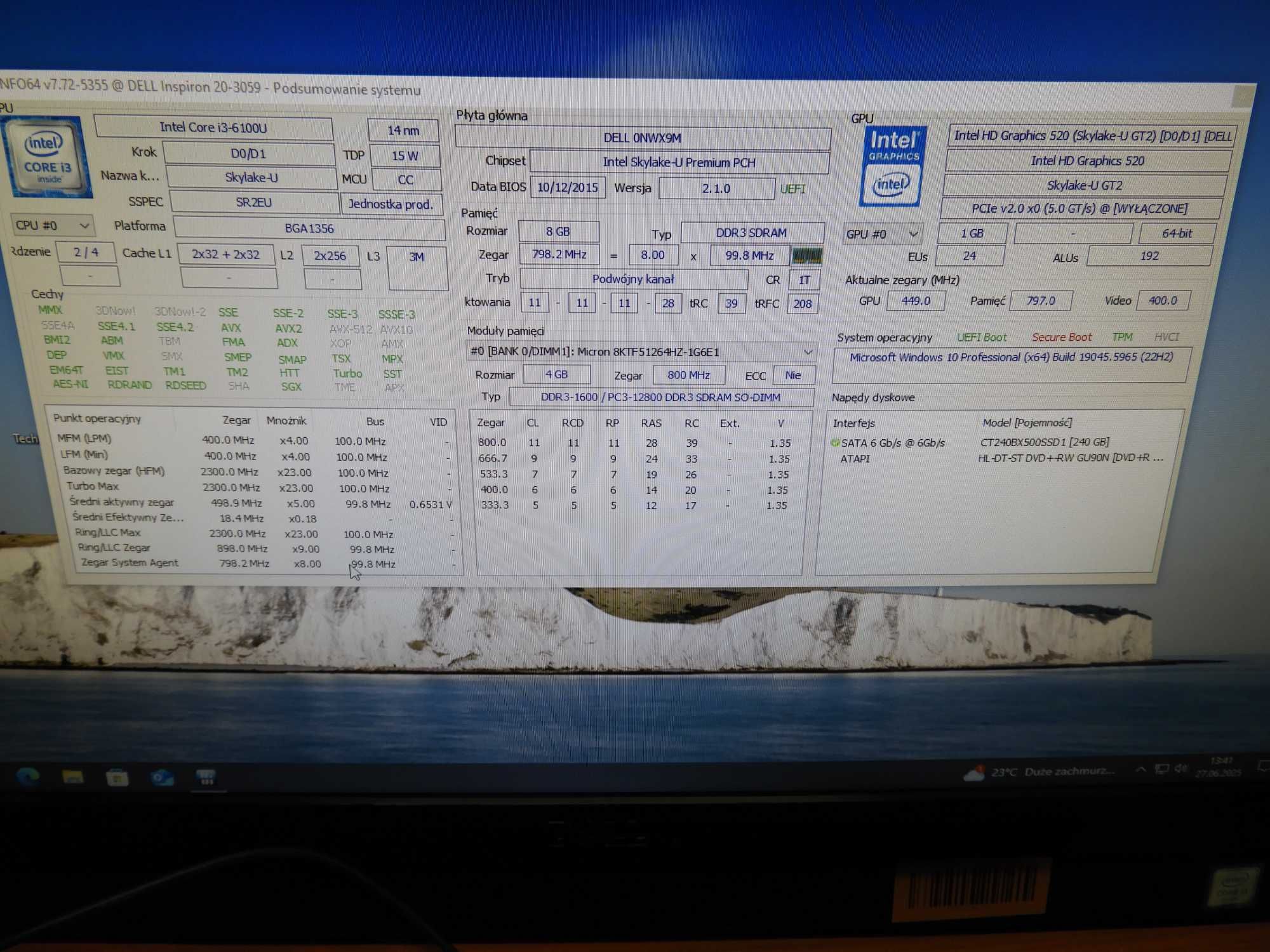 Komputer AiO Dell Inspiron 3059 i3-6100U