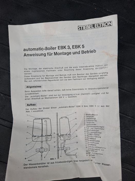 Przepływowy podgrzewacz wody Stiebel Eltron EBK 5, 2kW, 5l,  Niemiecki