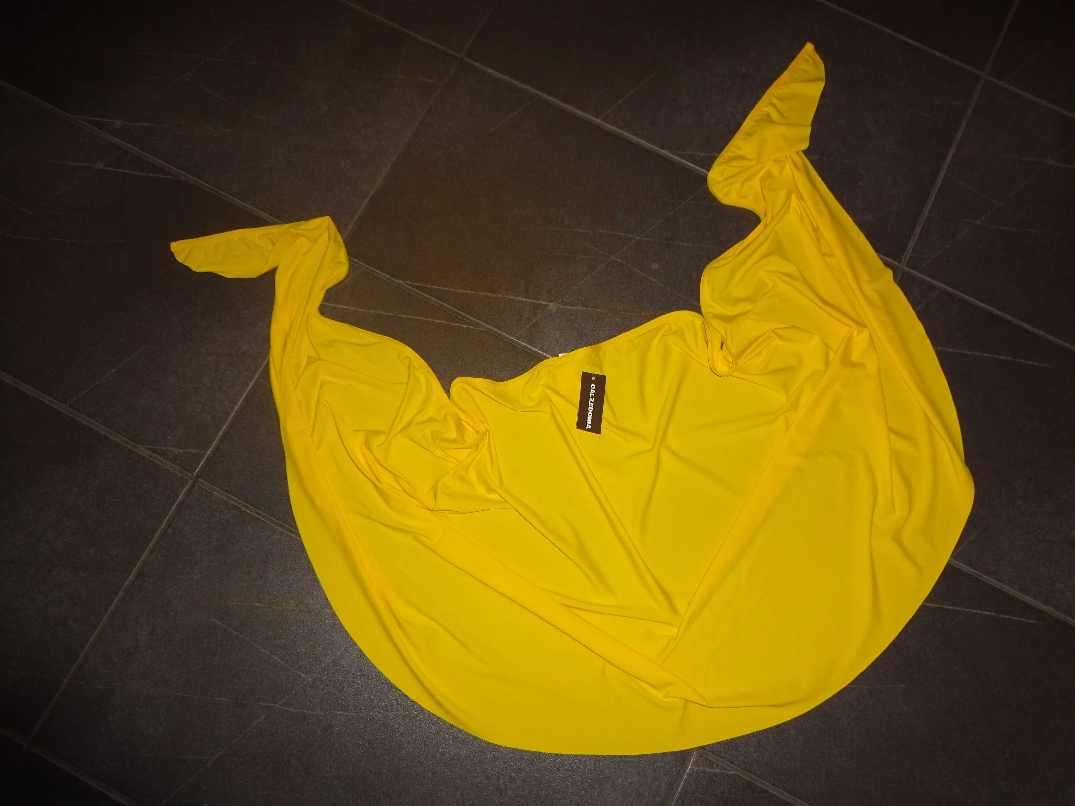 CALZEDONIA Cobey zółta wiązana plażowa spódnica pareo ONE SIZE