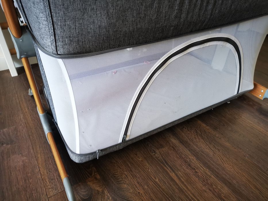 ŁÓŻECZKO DOSTAWNE 4w1 - MoMi SMART BED SZARE - Materac, moskitiera