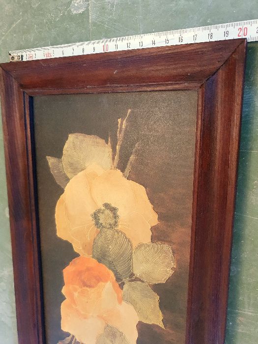 obrazek w ramie 50x20 cm róże OBRAZ z PRL motyw Kwiatowy Wrocław