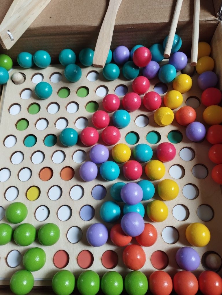 Mozaika układanka koraliki kulki puzzle drewniana zabawka montessori