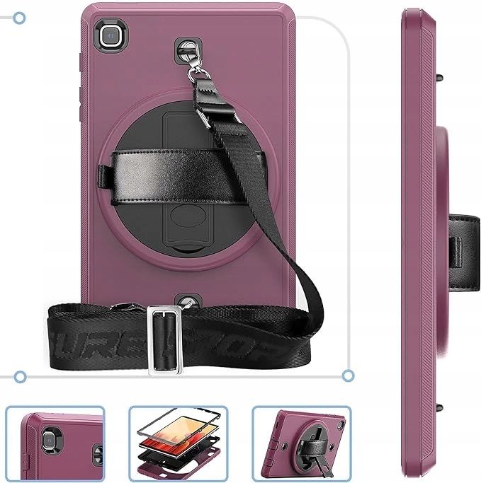 Etui do A7 Lite T220 z Podstawką i Paskiem na Ramię Fioletowe