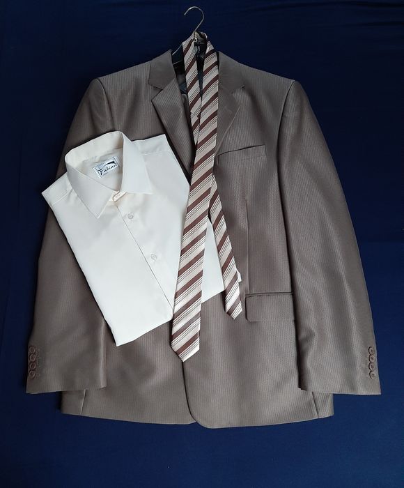 Garnitur Lazar, koszula Fabian, krawat męski