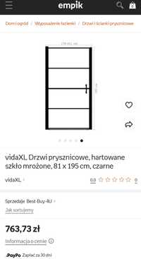 Drzwi prysznicowe Vida xl, hartowane szkło mrożone 81x195