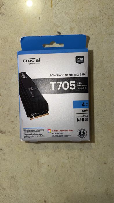 Crucial T705 4TB PCIe Gen5 with Heatsink – Like New64284292042883120