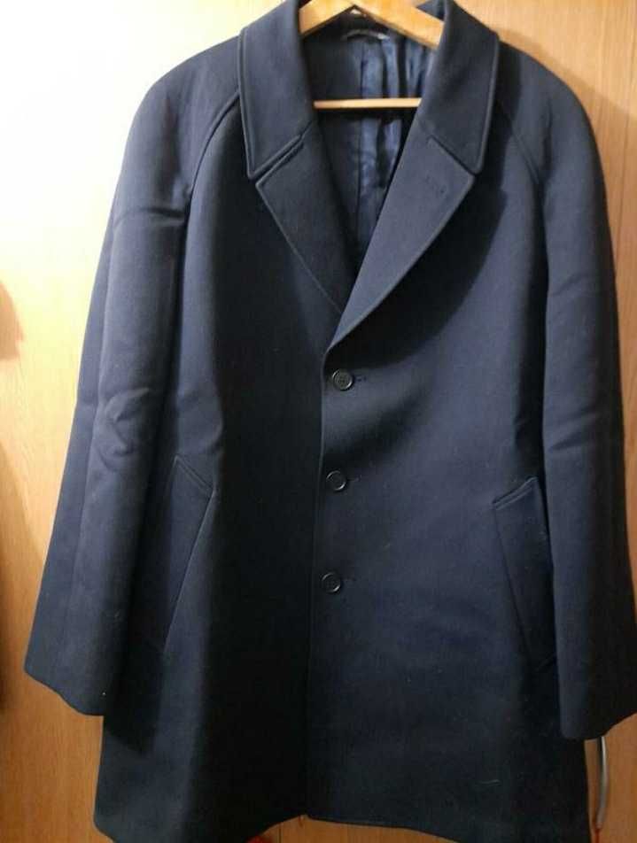 Шерстяное темно-синее пальто-пиджак 54 р.