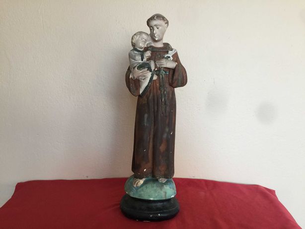 Święty Antoni Figurka Rzeźba Ceramika Antyk