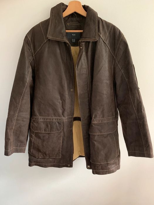 Skórzana męska kurtka brązowa Vintage retro M L