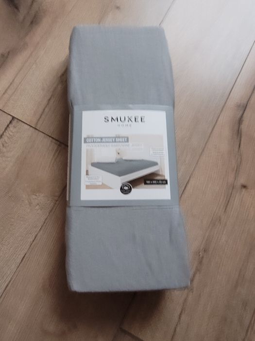 Prześcieradło z gumką bawełniane 160x200 szare