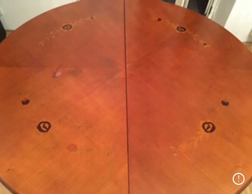 ANTYK INKRUSTOWANY duży stół obiadowy rozkładany okrągły owalny