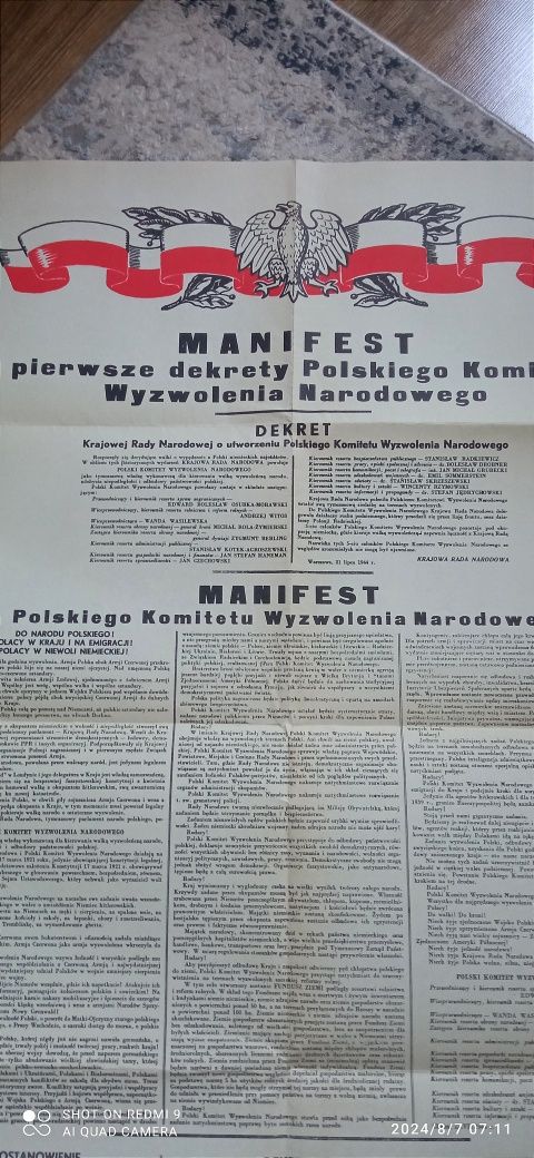 Manifest dokument z lat 50/60.
