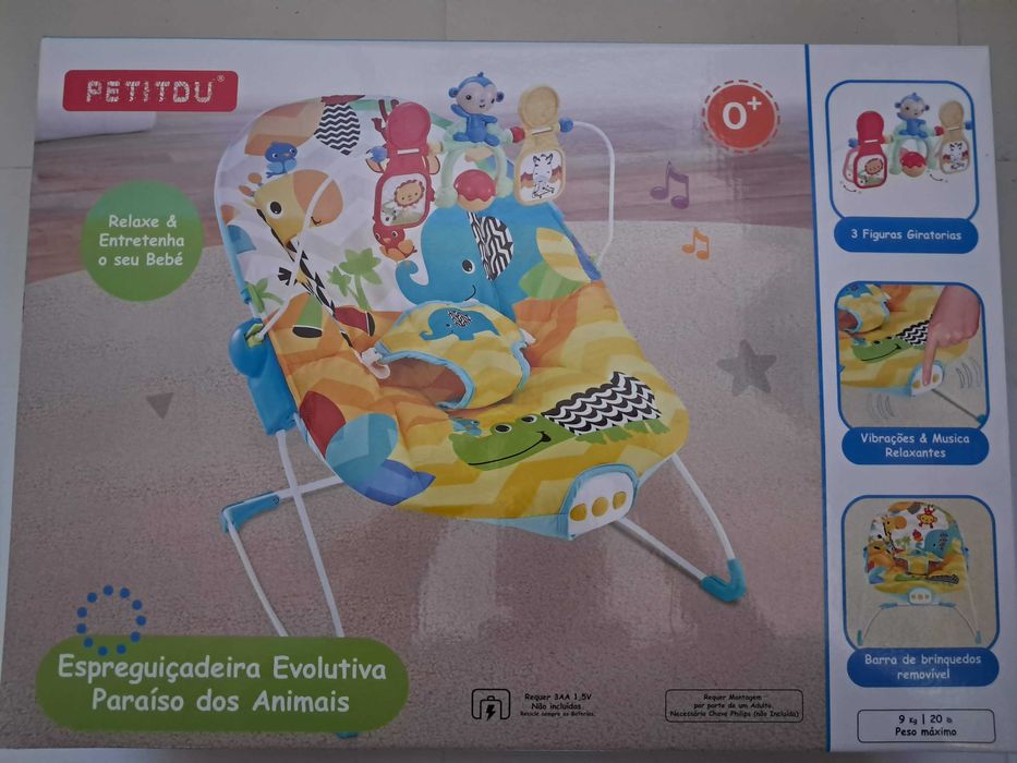 Espreguiçadeira Evolutiva Bébé PETITOU 0+ NOVA em caixa