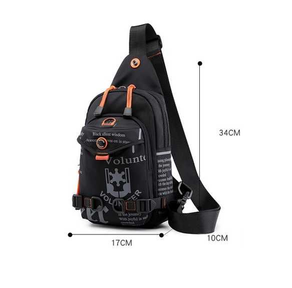 рюкзак туристичний через плечо ( сумка ) в спортивном стиле - черная