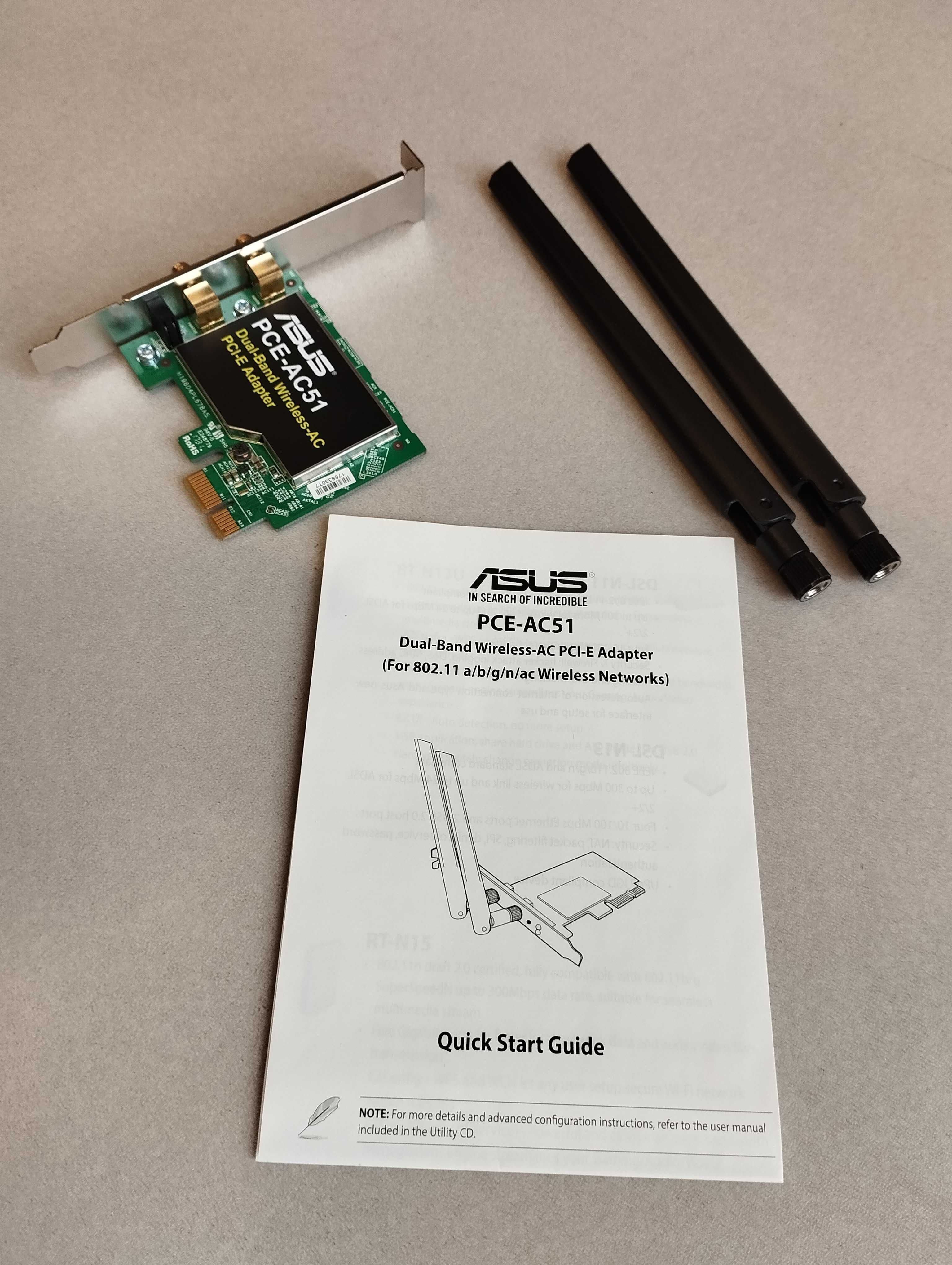 Karta WiFi ASUS PCE-AC51 - WLAN PCI-E 802.11AC 300M
