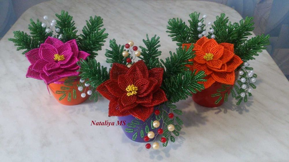 Новогодние композиции Елочка из бисера Ялинка з бісеру
