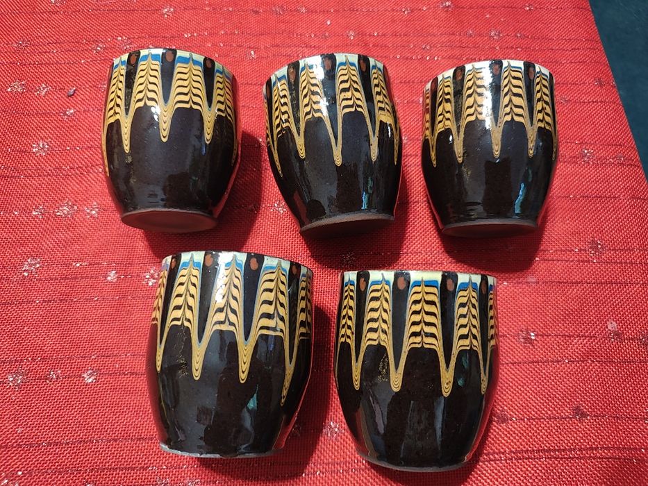 5 sztuk kubków ceramika bułgarska PRL vintage