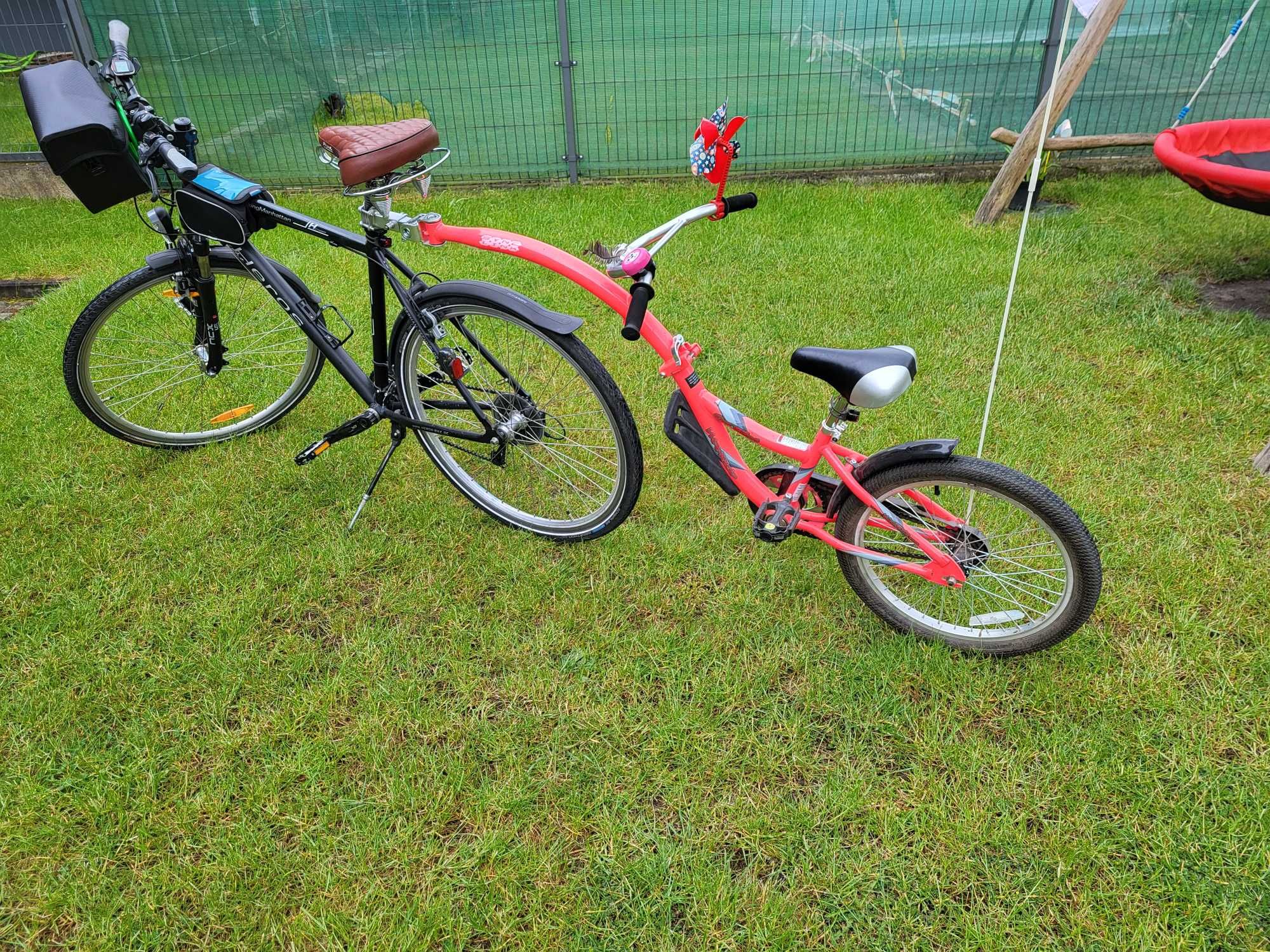 Przyczepka, doczepka do roweru dla dzieci WeeRide Różowy Tandem