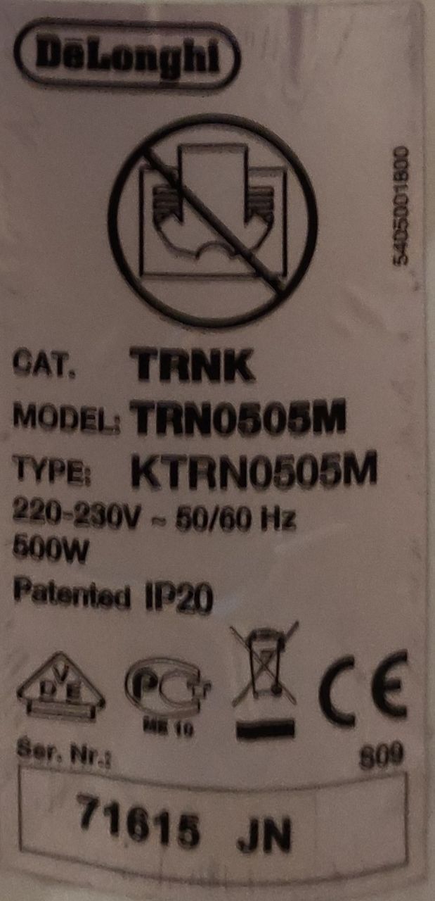 Масляный обогреватель DeLonghi TRN0505M