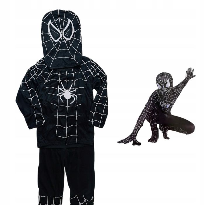Czarny Spiderman strój dla chłopca na bal
