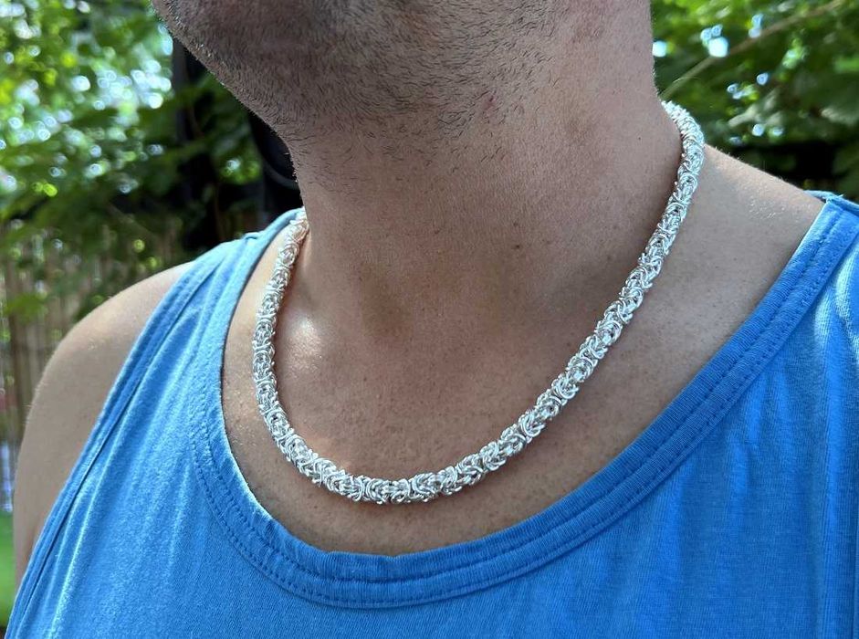 55cm 6,5mm 85g Łańcuszek Bizantyjski-królewski srebro pr925