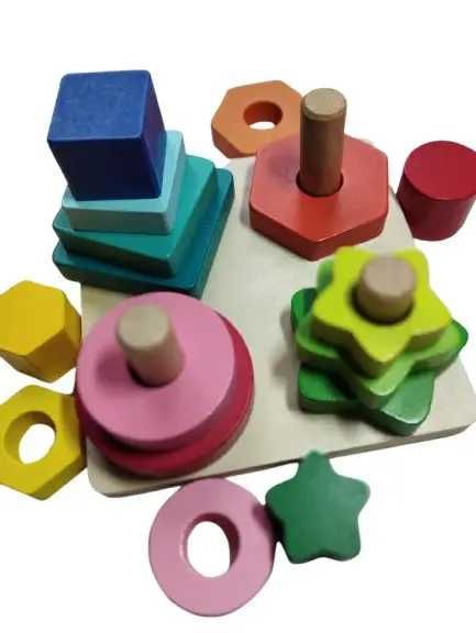 Дерев'яна розвиваюча іграшка геопірамідки сортер,Монтессорі сортер дер