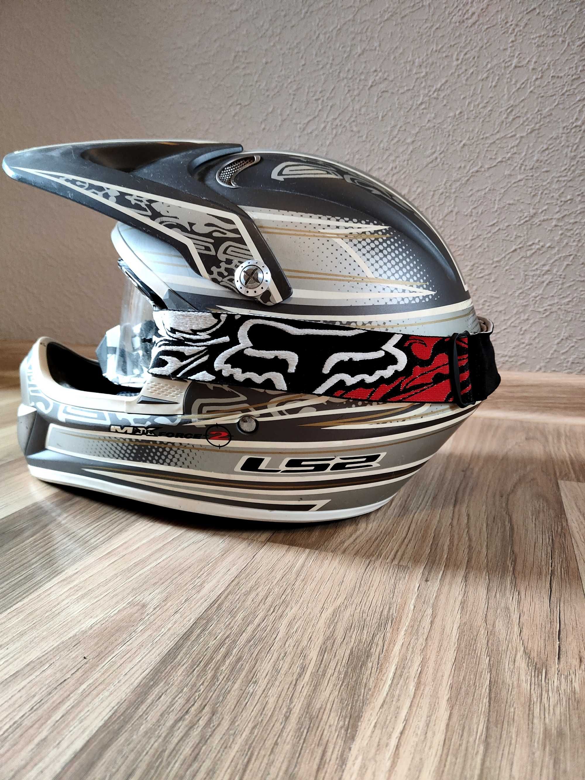 Kask Cross LS2 + gogle FOX