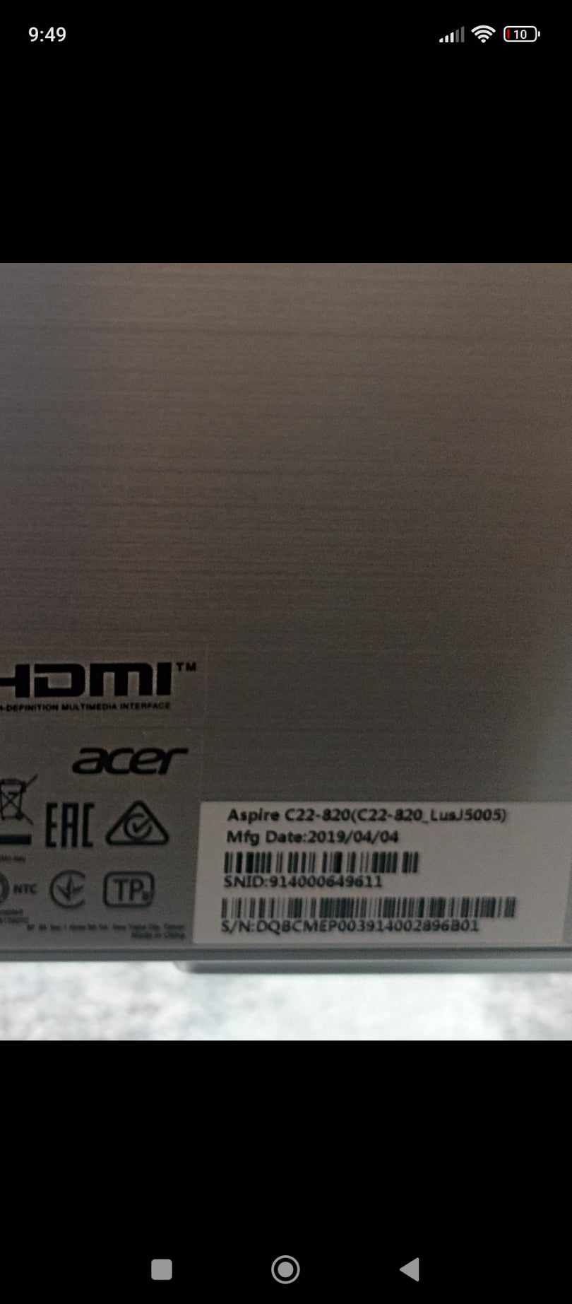 Sprzedam komputer Acer Aspire c-22-820.Windows 10