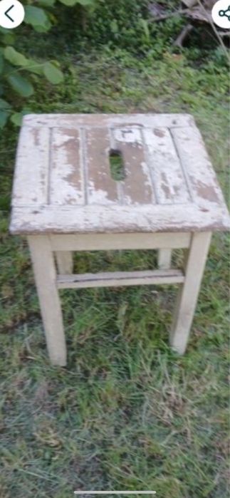 PRL taboret drewniany