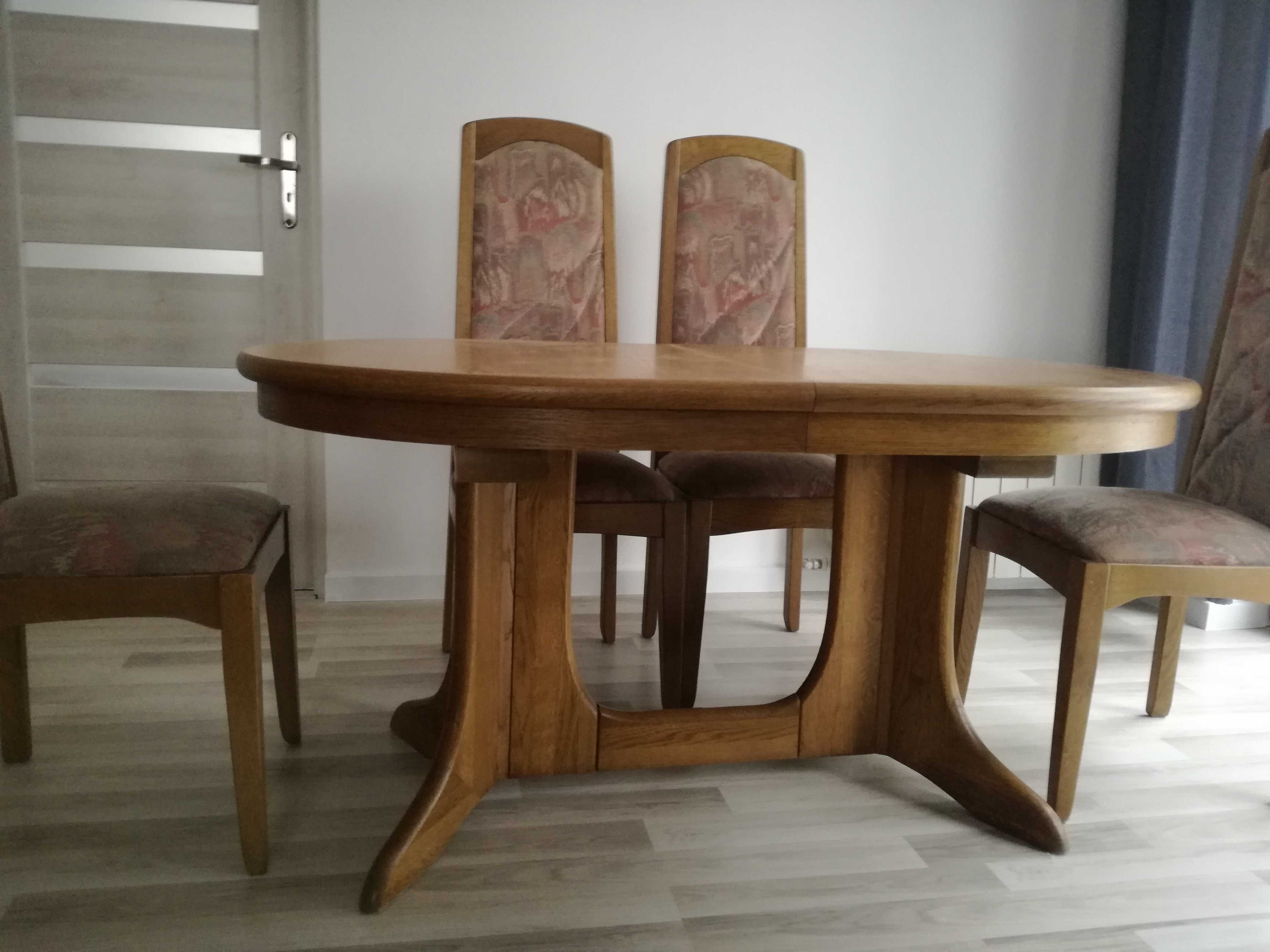 Zestaw dębowy - Stół + 6 krzeseł